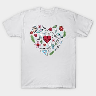 Nurse Heart Christmas Xmas T-Shirt